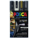 Black Posca PC5M Paint Markers, Assorted Colours, 4Pk Paint Markers