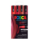 Black Posca PC5M Paint Markers, Red Shades, 4Pk Paint Markers