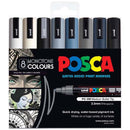 Black Posca PC5M Paint Markers, Monotone Colours, 8Pk Paint Markers