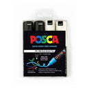 Black Posca PC-7M Paint Markers, Black & White, 4Pk Paint Markers
