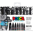 White Smoke Posca Paint Markers, Assorted Nib Sizes, Black, 8Pk Paint Markers