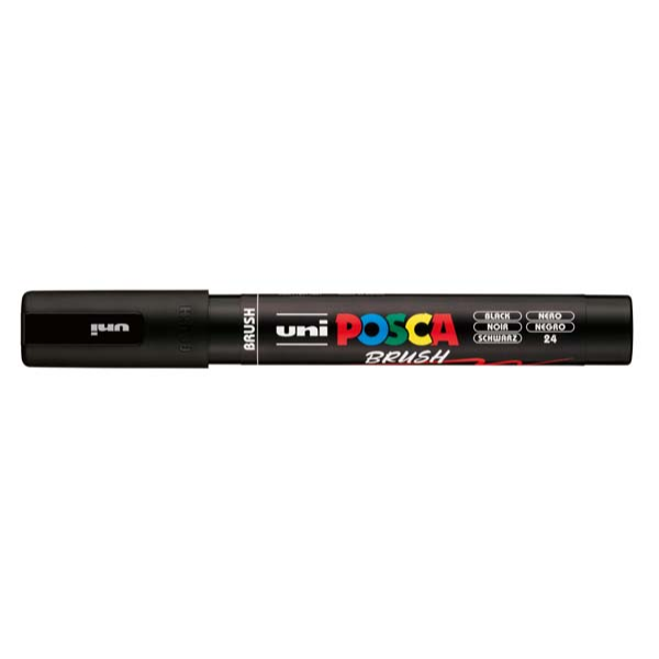 POSCA PC5BR Brush Tip Paint Markers,Black