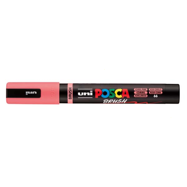 POSCA PC5BR Brush Tip Paint Markers, Coral Pink