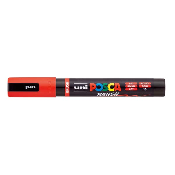 POSCA PC5BR Brush Tip Paint Markers, Red