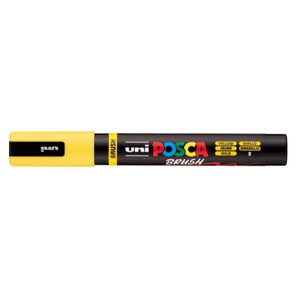 POSCA PC5BR Brush Tip Paint Markers, Yellow