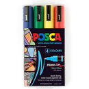 Black POSCA PC5BR Brush Tip Paint Markers, Assorted Colours, 4Pk Paint Markers