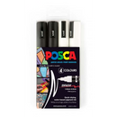 White Smoke POSCA PC5BR Brush Tip Paint Markers, Black/White, 4Pk Paint Markers