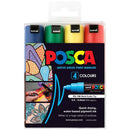 Black Posca PC7M Paint Markers, Assorted Colours, 4Pk Paint Markers