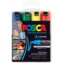Black Posca PC8K Paint Markers, Assorted Colours, 4Pk Paint Markers