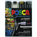 Black Posca PC8K Paint Markers, Black, White, Gold, Silver, 4Pk Painting