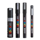 White Smoke Posca Paint Markers, Assorted Nib Sizes, Silver, 4Pk Paint Markers