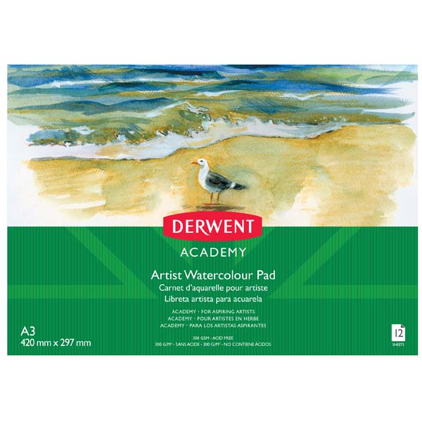 Derwent Academy Watercolour Pad, A3, Landscape, 300gsm, 12sht