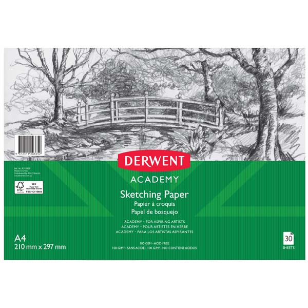 Derwent Academy Sketch Paper, A4, Landscape, 100gsm, 30sht