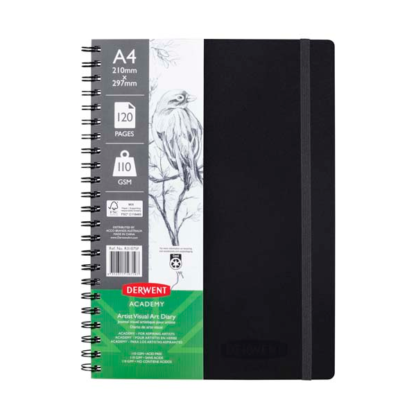 Derwent Academy Visual Art Diary, A4, Portrait, 110gsm, 120pg