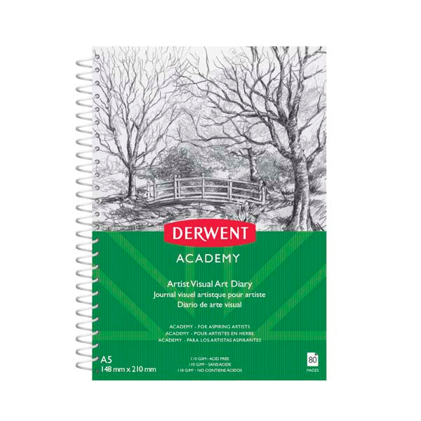 Derwent Academy Visual Art Diary, A5, Portrait, 110gsm, 80pg