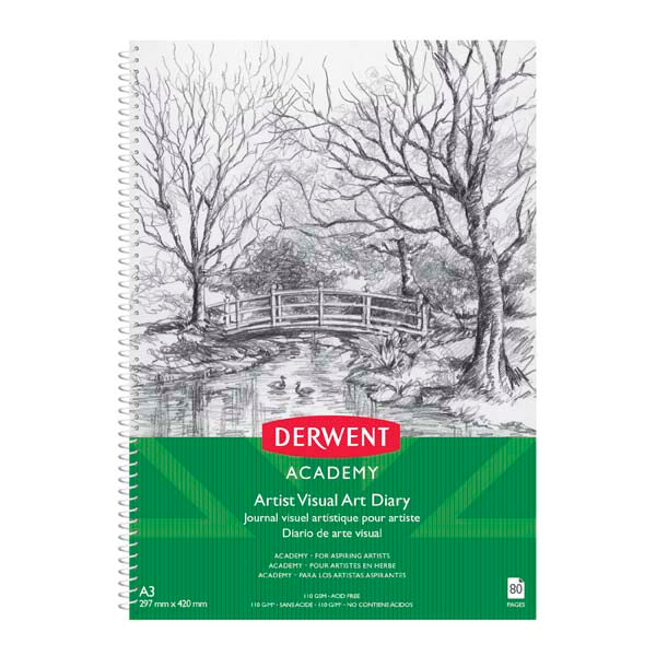 Derwent Academy Visual Art Diary, A3, Portrait, 110gsm, 80pg