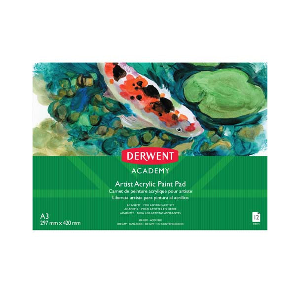 Derwent Academy Acrylic Pad. A3, Landscape, 300gsm, 12sht