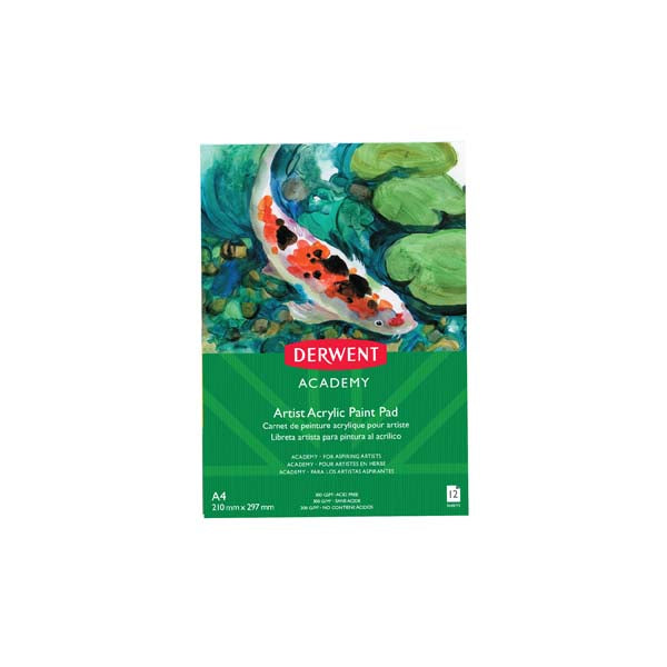 Derwent Academy Acrylic Pad. A4, Portrait, 300gsm, 12sht