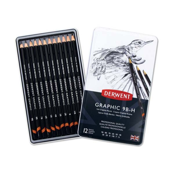 Derwent Graphic Pencils, Soft, Tin 12