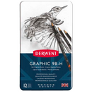 White Smoke Derwent Graphic Pencils, Soft, Tin 12 Pencils