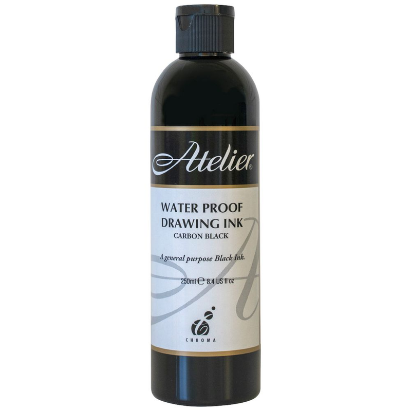 Atelier Waterproof Drawing Ink, Carbon Black, 250ml