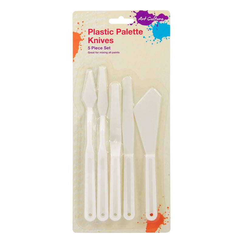 Gray Art Culture Plastic Palette Knife 5 Set Palette and Painting Knives