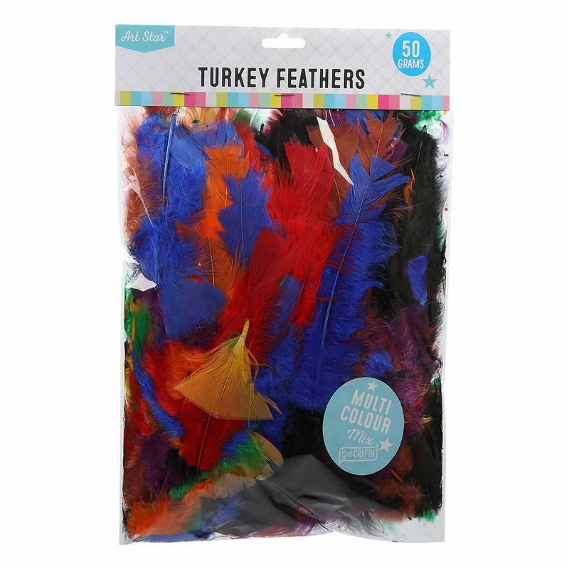 Firebrick Art Star Turkey Feathers Multicolour 50g Feathers