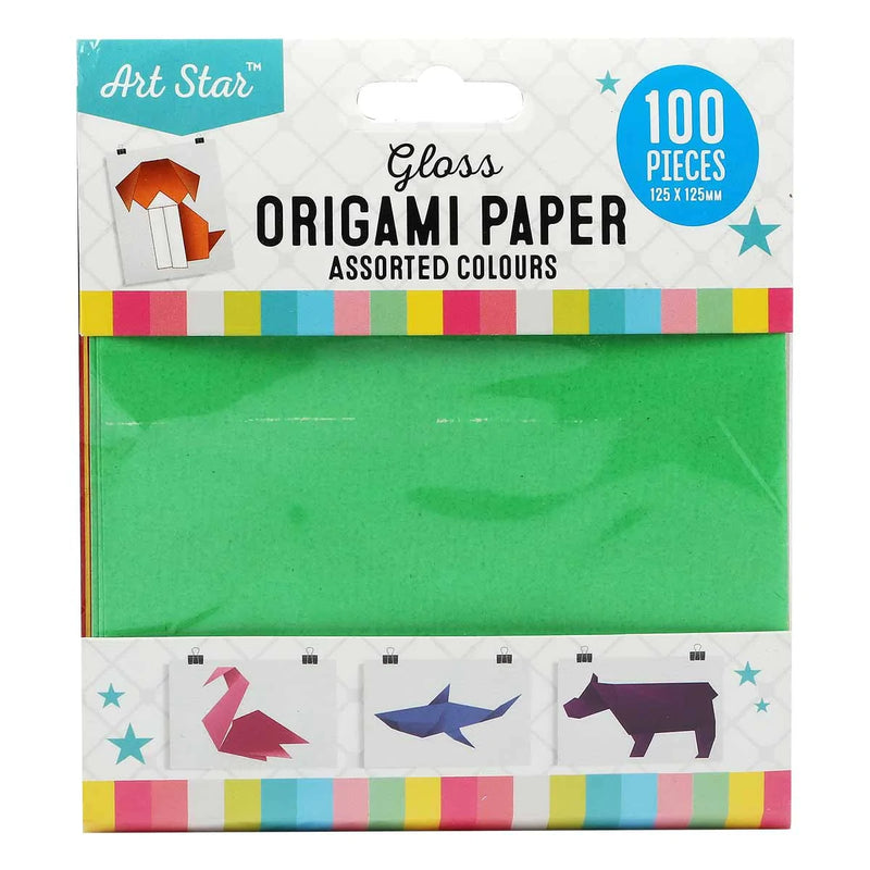Teachers Choice Origami Paper Squares Gloss Assorted Colours 125 x 125mm 100 Pieces