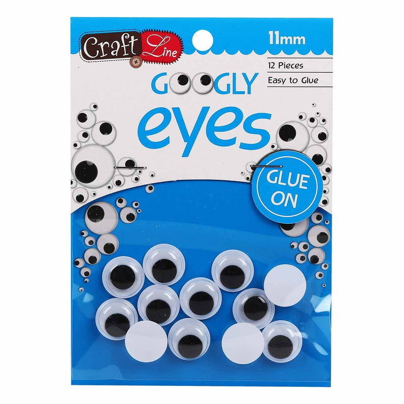 Craft Line Glue On Googly Eyes 11mm 12 Pieces
