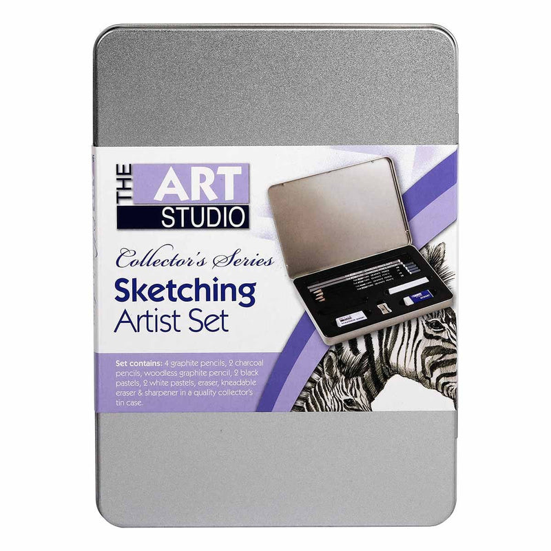 Dark Gray The Art Studio Collector's Series Sketching Artist Tin Set Pencils