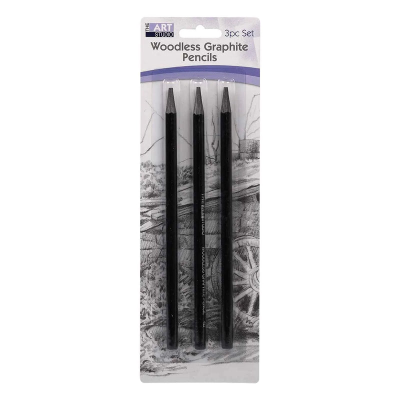 Black The Art Studio Woodless Graphite Pencils 3 Pieces Pencils