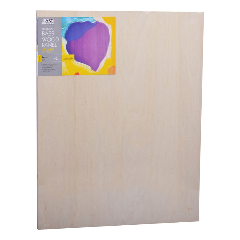 Gray AS Natural BassWood Cradled Board  19mm 14x18in Canvas and Painting Surfaces