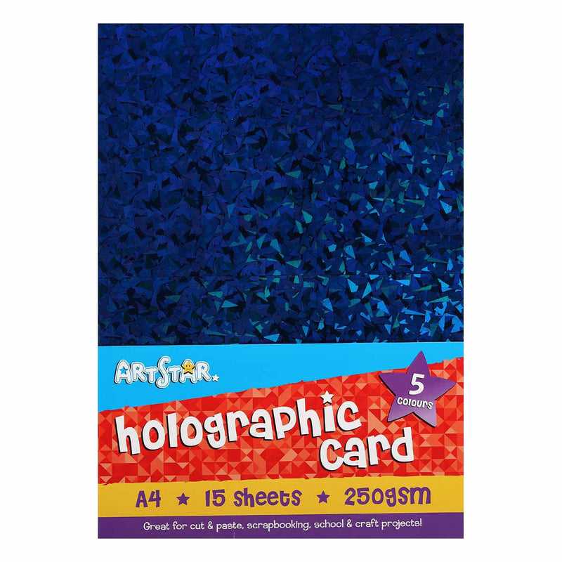 Art Star A4 250gsm Holographic Card Assorted Colours 15 Sheets