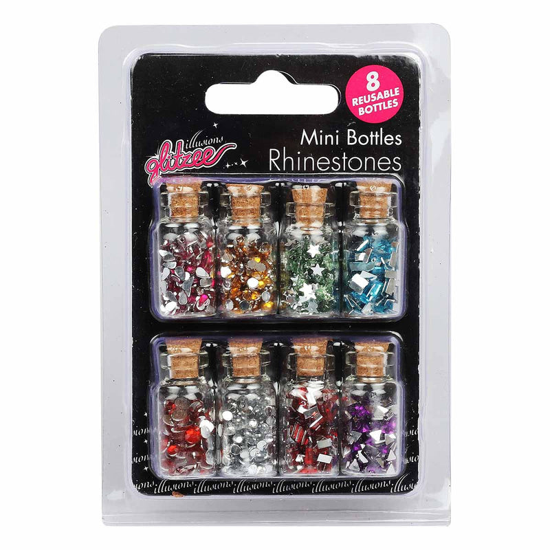 Black Illusions Glitzee Rhinestone Mini Jars Assorted (8 Pieces) Glitter