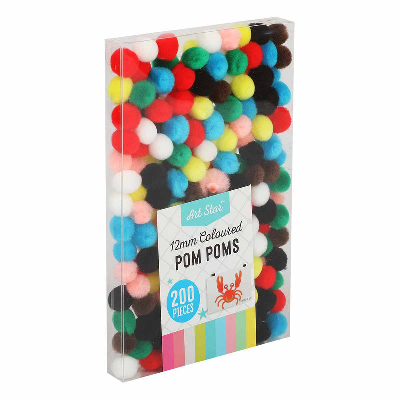 Orange Red Art Star 12mm Coloured Pom Poms (200 Pieces) Pom Pom