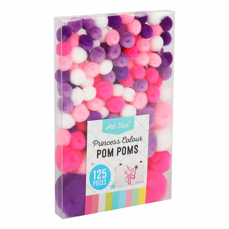 Hot Pink Art Star Princess Colour Pom Poms 125 Pieces Pom Pom