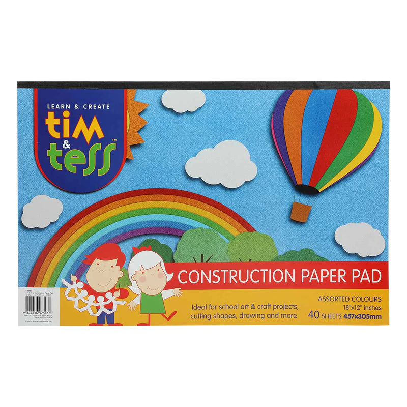 Tim & Tess Construction Pad 30 x 45cm 40 Assorted Coloured Sheets