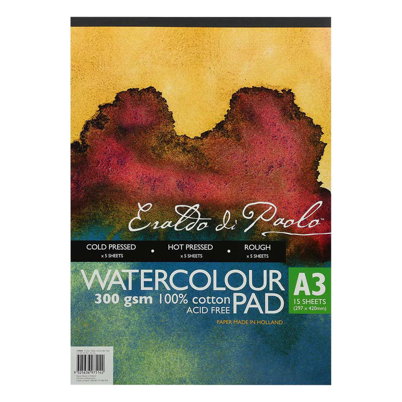 Brown Eraldo Di Paolo A3 300gsm Watercolour Mix Pad 15 Sheets Pads