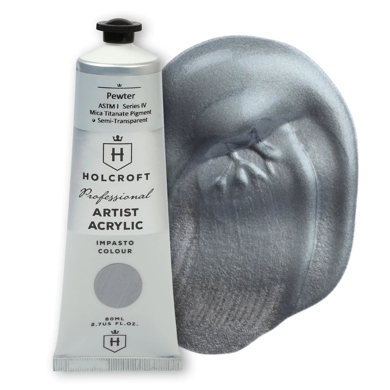 Dim Gray Holcroft Professional Acrylic Impasto Paint Pewter S4 80ml Acrylic Paints
