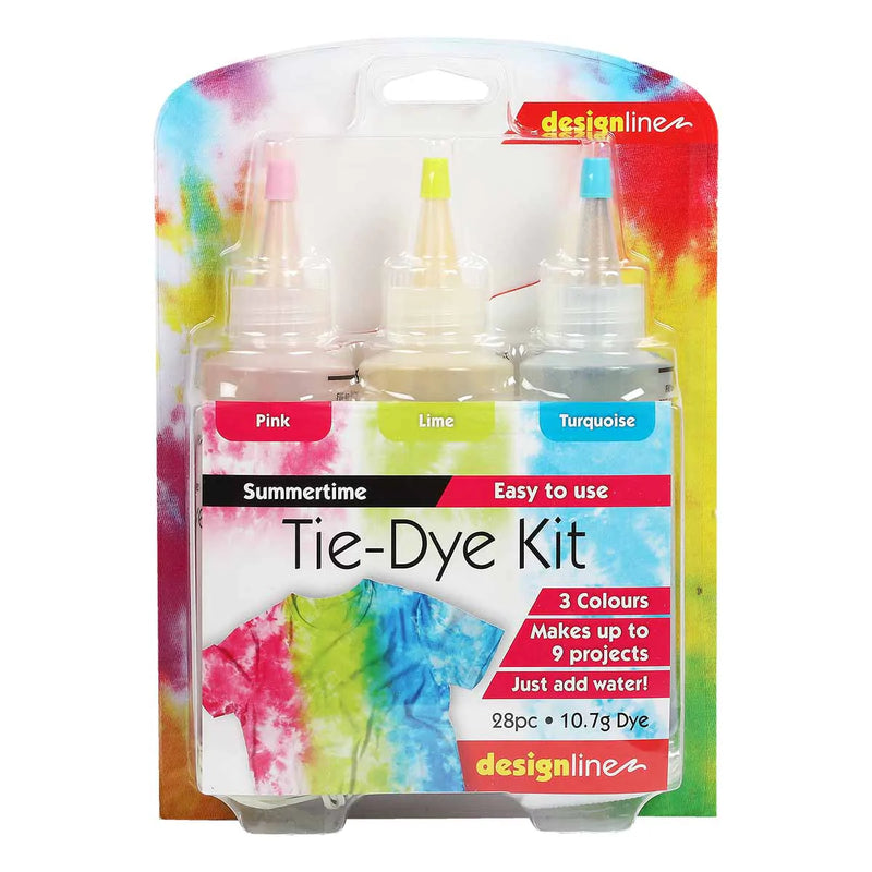 Yellow Green Design Line Summertime Tie Dye Kit Assorted Colours 3 Pack Fabric Paints and Dyes