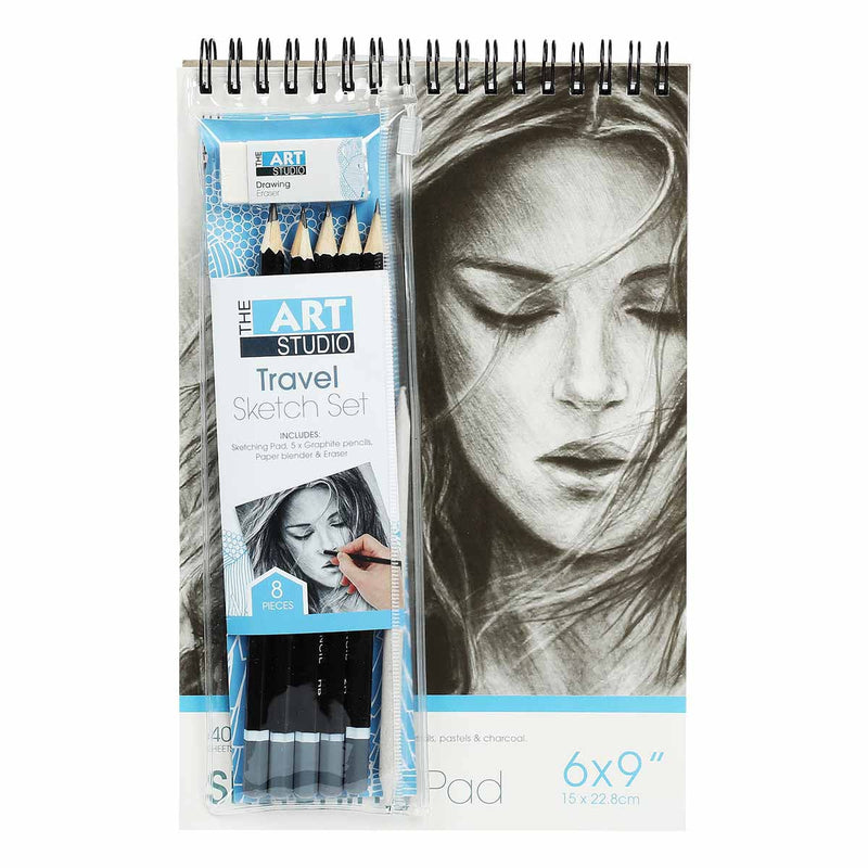 White Smoke The Art Studio Travel Sketch Set (8 Pieces) Pencils