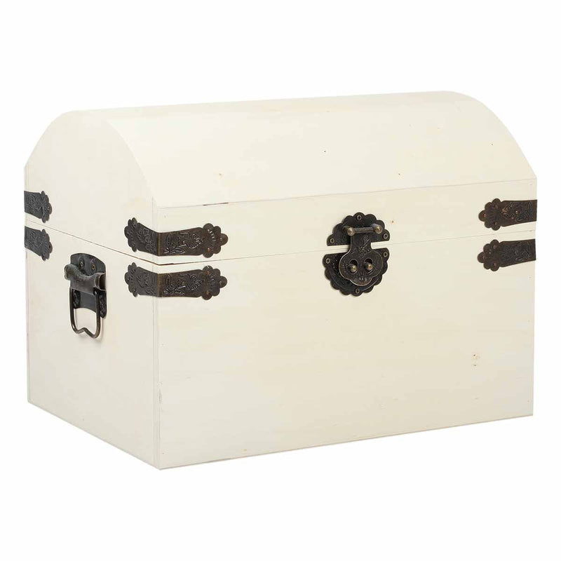 Antique White Urban Crafter Plywood Treasure Chest 33x24x25cm Wood Crafts