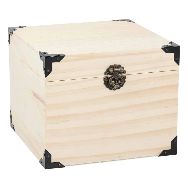 Bisque Urban Crafter Pine Square Box with Metallic Corners 17 x 17 x 13cm Boxes