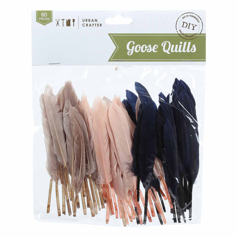 Black Urban Crafter Goose Quills Twilight Haze Mix 60 Pack Feathers