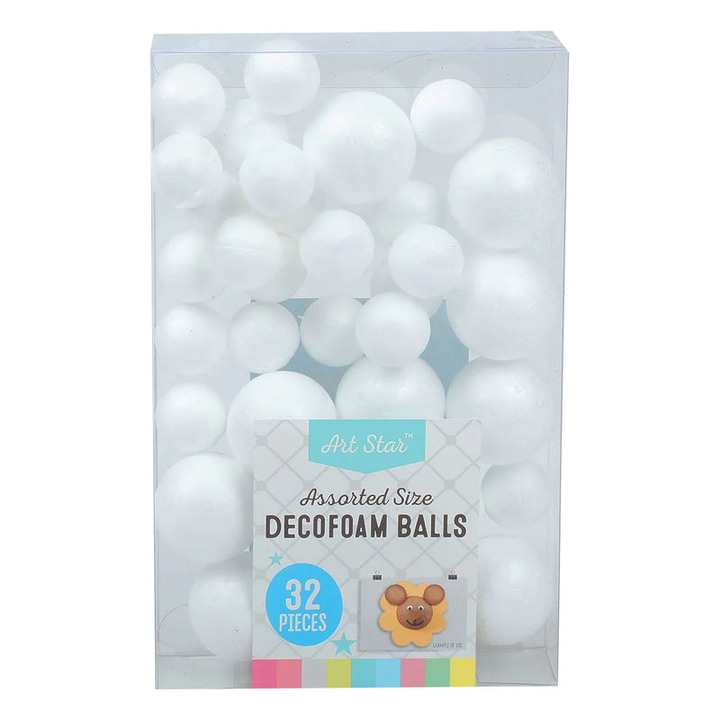 Light Gray Art Star Decofoam Balls Assorted Size 32 Pieces Polystyrene