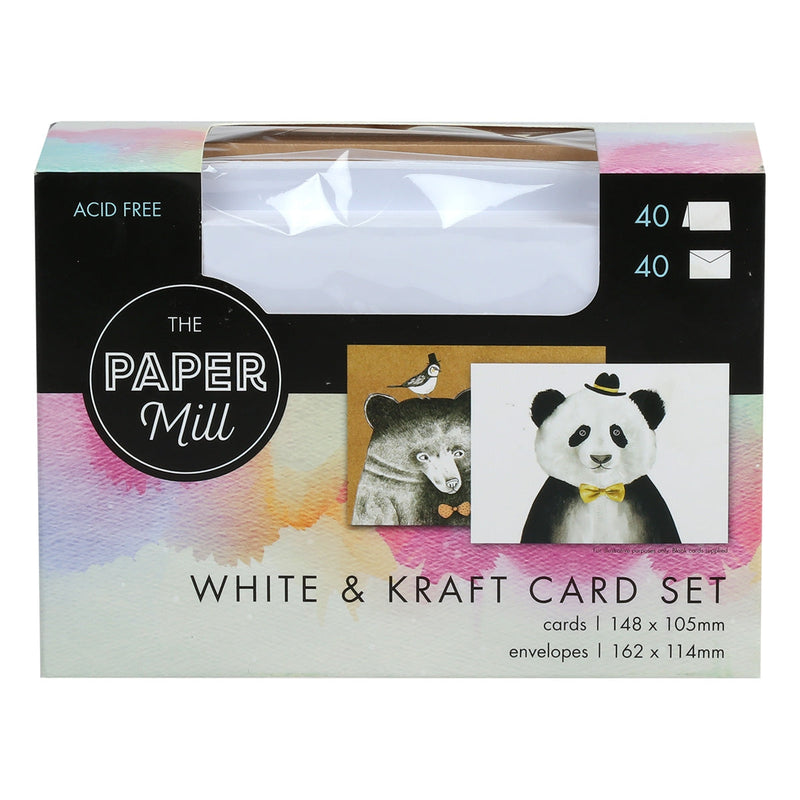 The Paper Mill White and Kraft Card Set With Envelopes 40 Pieces