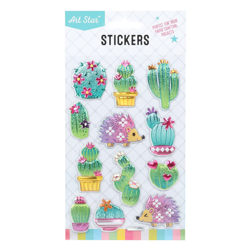 Lavender Art Star Pop Up w/Foil Stickers-Hedgehogs & Cactus Stickers