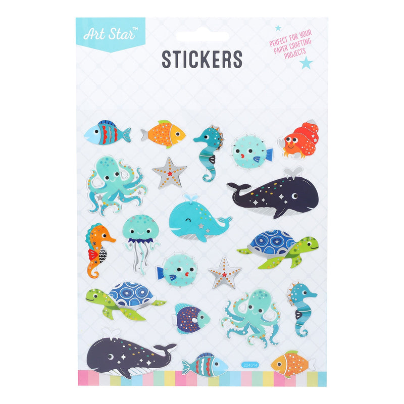 Medium Turquoise Art Star Glitter Stickers - Sealife Stickers