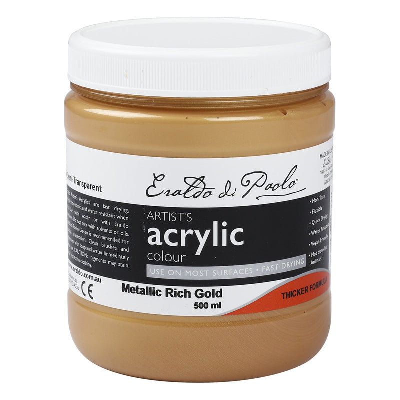 Dark Khaki Eraldo Di Paolo Acrylic Paint Metallic Rich Gold 500ml Acrylic Paints