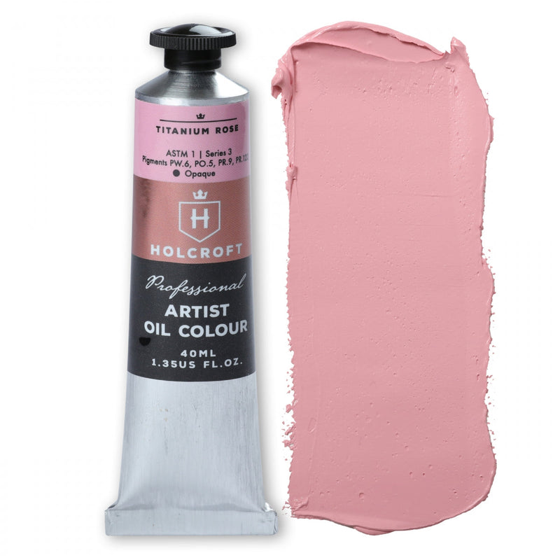 Light Pink Holcroft Artist Oil Paint Titanium Rose S3 40ml Oil